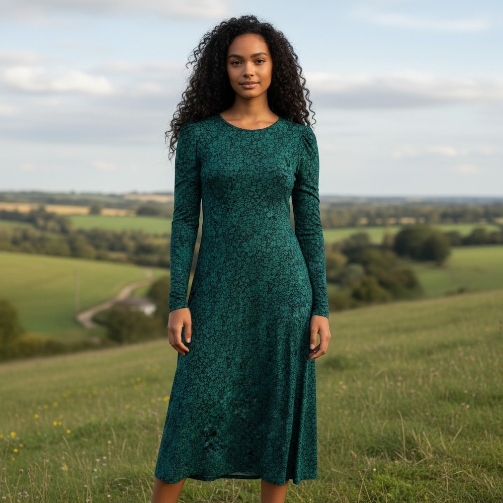 Boden Floral print Long Sleeve Midi Dress size 8